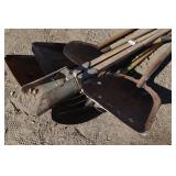 Assorted Shovels, Post Hole Digger, Pitchfork