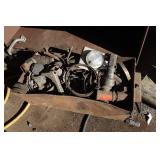 Metal Shelf with Contents - Screw Jack, Fittings, Trimmer Line