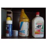 Metal Shelf with Contents - Screw Jack, Fittings, Trimmer Line