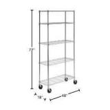 HDX 5-Shelf 48x18x72 inch Chrome Utility Storage Rack with Casters