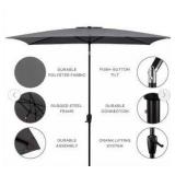 Sun-Ray 6.6 ft x 9.8 ft Rectangular Steel Market Umbrella in Grey