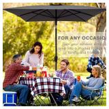 Sun-Ray 6.6 ft x 9.8 ft Rectangular Steel Market Umbrella in Grey