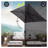 Sun-Ray 6.6 ft x 9.8 ft Rectangular Steel Market Umbrella in Grey