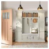 Home Decorators Collection Royce White Hall Tree with Storage and Hooks