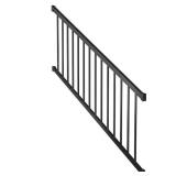 6 Ft Matte Black Aluminum Stair Railing Kit with Pickets