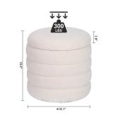 Round Upholstered Storage Ottoman Stool with Removable Lid