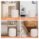 Round Upholstered Storage Ottoman Stool with Removable Lid