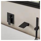 Matte Black Wall Mount Tub Faucet Set with Hand Shower M6502 Model B