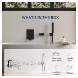 Matte Black Wall Mount Tub Faucet Set with Hand Shower M6502 Model B