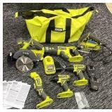 Ryobi 18V Cordless Power Tool Set with Bag, Batteries, and Manuals