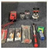 Assorted Hand Tools Lot Including GearWrench Sockets, Multimeter, and More