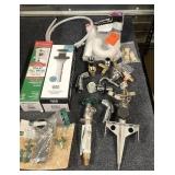 Plumbing Parts Lot with Toilet Fill Valve, P-Trap, Valves, and Fittings