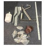 Assorted Home Hardware Lot with Refrigerator Filter, Brackets, and Shelving Accessories