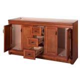Double Sink Bathroom Vanity with Drawers and Cabinets, Wood Finish