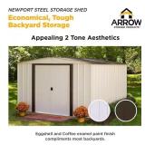 Arrow Newport 10x8 ft Steel Storage Shed with Sliding Doors