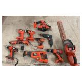 Lot of 10 Black & Decker Cordless Power Tools with Charger and Accessories