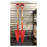 Pair of Red Root Slayer Shovels with Wood Handles