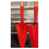 Pair of Red Root Slayer Shovels with Wood Handles