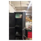 Tall Black Plastic Storage Cabinet with Shelves