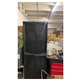 Tall Black Plastic Storage Cabinet with Shelves