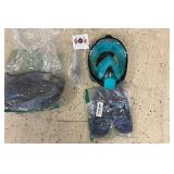 2 Full Face Snorkel Masks with Size 34 Water Shoes and Accessories
