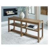 Ashley Furniture Wood Console Table with Adjustable Shelves, 65 Inch