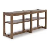Ashley Furniture Wood Console Table with Adjustable Shelves, 65 Inch