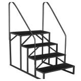 Portable Four-Step Metal Platform with Handrails