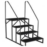 Portable Four-Step Metal Platform with Handrails