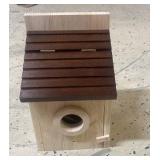 Wooden Birdhouse with Hinged Roof