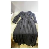 Black Lace Long Sleeve Maxi Dress with V Neck and Pockets