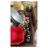 Commercial Kitchen Supply Lot with Chafers, Plates, Utensils, and Beverage Dispensers