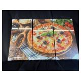 3-Panel Pizza Print Canvas Wall Art Set