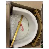 White Barrel Accent Chair with Gold Metal Frame