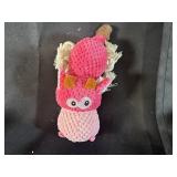 Plush Pink Animal Dog Toy with Rope Tail