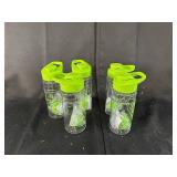 Lot of 5 Plastic Water Bottles with Green Lids