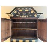 Hand-Painted Antique Corner Cabinet with Crown Motif, 1787