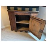 Hand-Painted Antique Corner Cabinet with Crown Motif, 1787