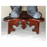 Large Vintage Folk Art Cat Figure on Ornate Stool