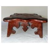 Large Vintage Folk Art Cat Figure on Ornate Stool