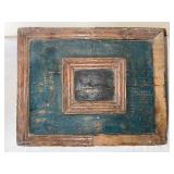 1845 Painted Antique Wooden Document Box with Hinged Lid