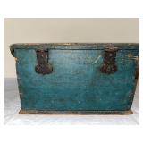 1845 Painted Antique Wooden Document Box with Hinged Lid