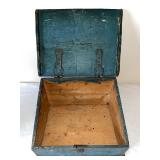 1845 Painted Antique Wooden Document Box with Hinged Lid