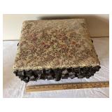 Antique Folk Art Spool Work Sewing Box with Upholstered Top