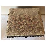 Antique Folk Art Spool Work Sewing Box with Upholstered Top