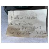 Pair of Hollow Carved Wooden Raven Decoys by Dallas J. Valley