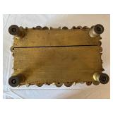 Antique Tramp Art Sewing Box with Velvet Patchwork Lid and Spool Accents