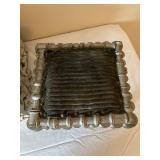 Set of 2 Antique Footstools with Carved Wood Frames and Upholstered Tops