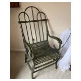 Vintage Green Curved Rattan Accent Chair