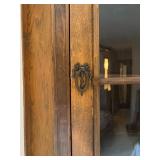 Vintage Wooden Corner Wall Cabinet with Glass Door